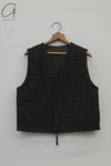 AVIVA JIFEI XUE 24 Autumn and Winter Charcoal Wool Plaid Double-sided Zipper Vest AJX-FW24-RZV-CWCDMWC-STX Deep Moss